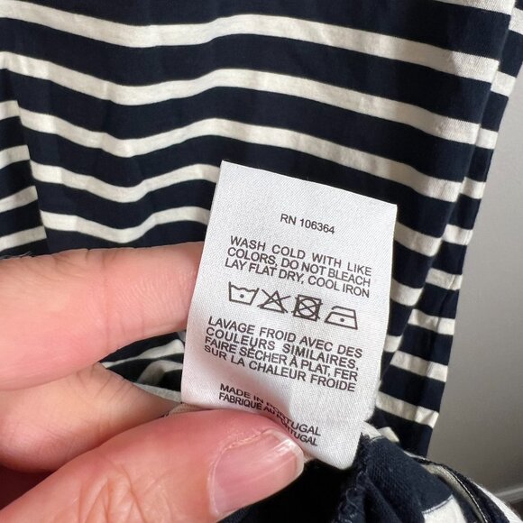 Kule Turtleneck Dress Size Large Navy Stripes Cotton Casual Work Preppy - Picture 10 of 10